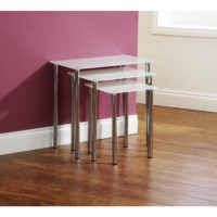 Mountrose Odyssey Nest of Tables in White Glass and Metal