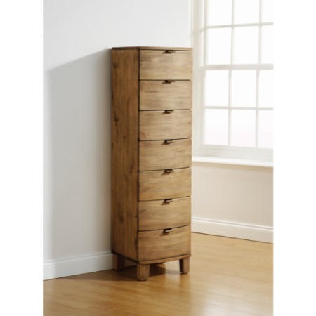 Mountrose Olivia Solid Pine 7 Drawer Curved Tallboy Furniture123