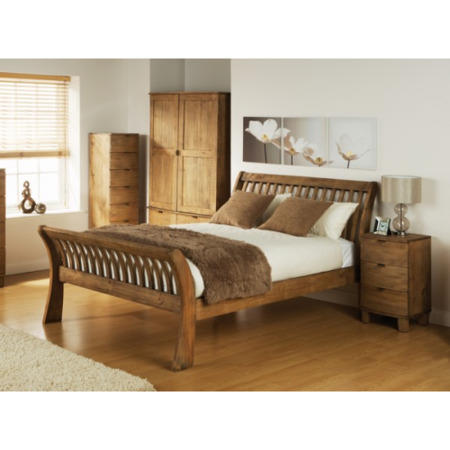 Mountrose Olivia Solid Pine Curved Double Bed Frame