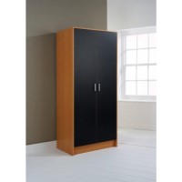 GRADE A1 - Mountrose Oslo 2 Door Wardrobe in Beech and Black