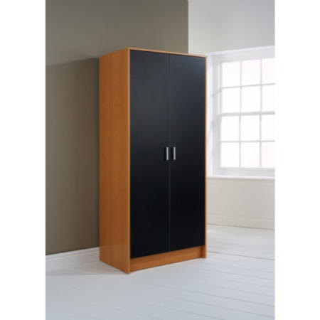 GRADE A1 - Mountrose Oslo 2 Door Wardrobe in Beech and Black