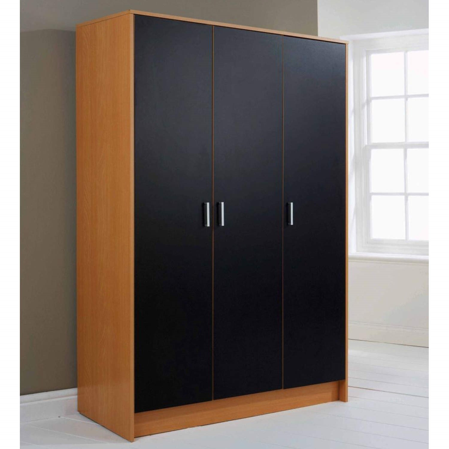 Mountrose Oslo 3 Door Wardrobe In Beech And Black Furniture123