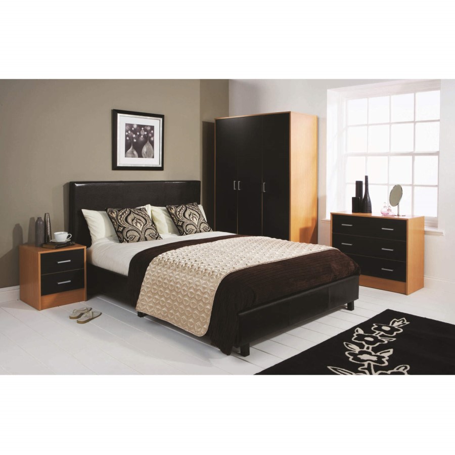 Mountrose Oslo 3 Door Wardrobe in Beech and Black