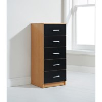 Mountrose Oslo 5 Drawer Tallboy in Beech and Black