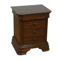 Furniture Link Bordeaux Walnut 3 Drawer Bedside Table