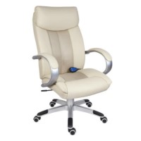GRADE A1 - Teknik Office Shiatsu Massage Executive Leather Chair in Cream