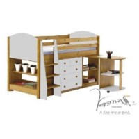 Verona Design Verona Mid-Sleeper Bedroom Set with Pull Out Desk in Antique Pine and White