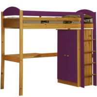 Verona Design Maximus High-Sleeper Bedroom Set in Antique Pine and Lilac