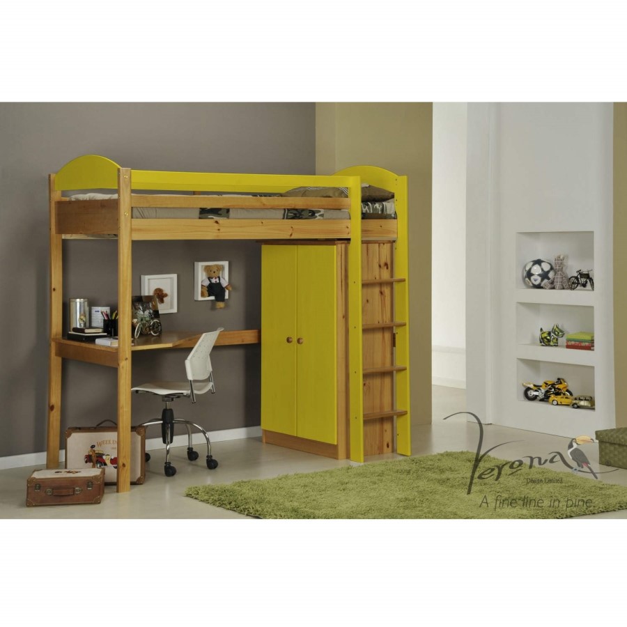 Verona Design Maximus High-Sleeper Bedroom Set in Antique Pine and Lime