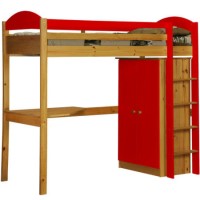 Verona Design Maximus High-Sleeper Bedroom Set in Antique Pine and Red
