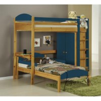 Verona Design Maximus L Shape High-Sleeper Bedroom Set in Antique Pine and Blue