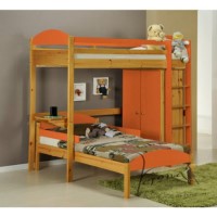 Verona Design Maximus L Shape High-Sleeper Bedroom Set in Antique Pine and Orange