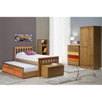 Verona Design Bergamo Captain's Guest Bed in Antique Pine and Orange