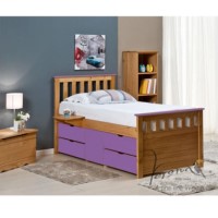 Verona Design Ferrara Captain's Single Storage Bed with 4 Drawers in Antique Pine and Lilac