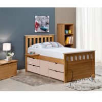 Verona Design Ferrara Captain's Single Storage Bed with 4 Drawers in Antique Pine and Pink