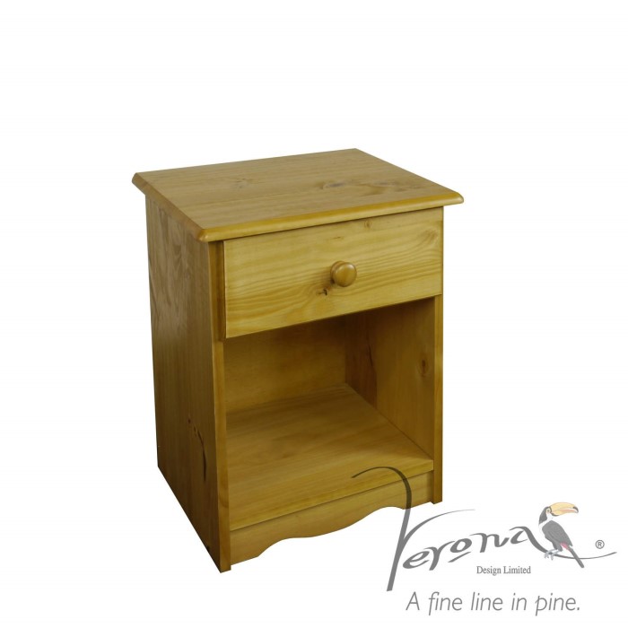 Verona Design 1 Drawer Bedside Table In Antique Pine Verona Design 1 Drawer Bedside Table In Antique Pine