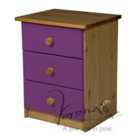 Verona Design Verona 3 Drawer Bedside Table in Antique Pine and Lilac