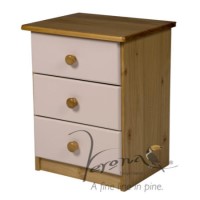 Verona Design Verona 3 Drawer Bedside Table in Antique Pine and Pink
