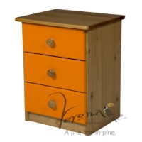 Verona Design Verona 3 Drawer Bedside Table in Antique Pine and Orange