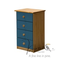 Verona Design Verona 4 Drawer Bedside Table in Antique Pine and Blue
