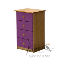 Verona Design Verona 4 Drawer Bedside Table in Antique Pine and Lilac