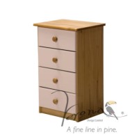 Verona Design Verona 4 Drawer Bedside Table in Antique Pine and Pink