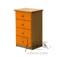Verona Design Verona 4 Drawer Bedside Table in Antique Pine and Orange