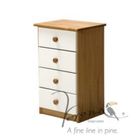Verona Design Verona 4 Drawer Bedside Table in Antique Pine and White