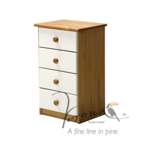 Verona Design Verona 4 Drawer Bedside Table in Antique Pine and White