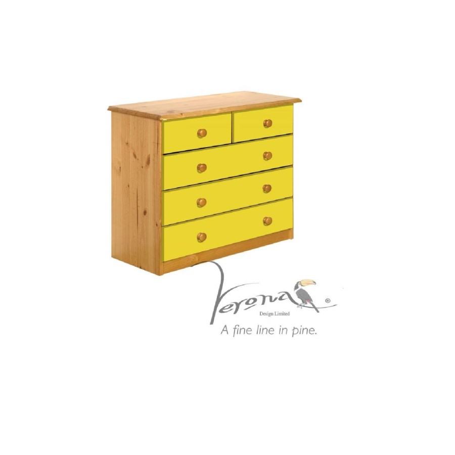 Verona Design Verona 3+2 Drawer Chest in Antique Pine and Lime
