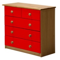 Verona Design Verona 3+2 Drawer Chest in Antique Pine and Red