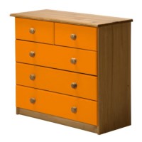 Verona Design Verona 3+2 Drawer Chest in Antique Pine and Orange