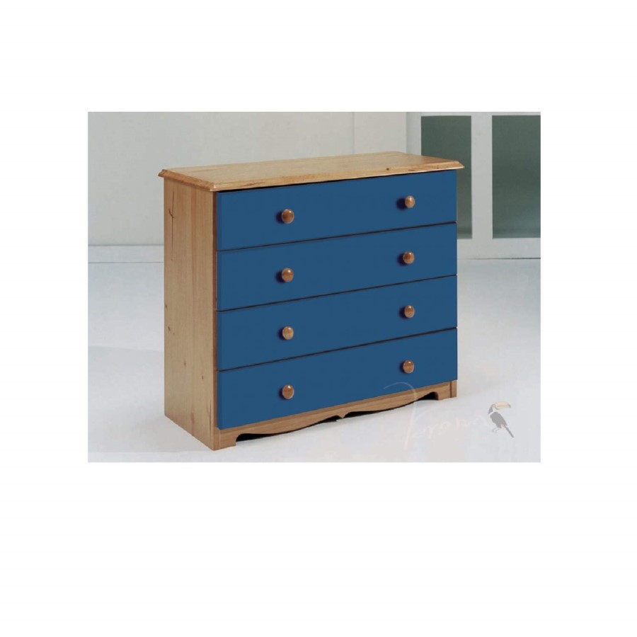 Verona Design Verona 4 Drawer Chest in Antique Pine and Blue