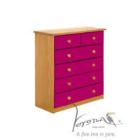 Verona Design Verona 4+2 Drawer Chest in Antique Pine and Fuchsia