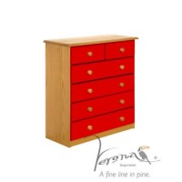 Verona Design Verona 4+2 Drawer Chest in Antique Pine and Red