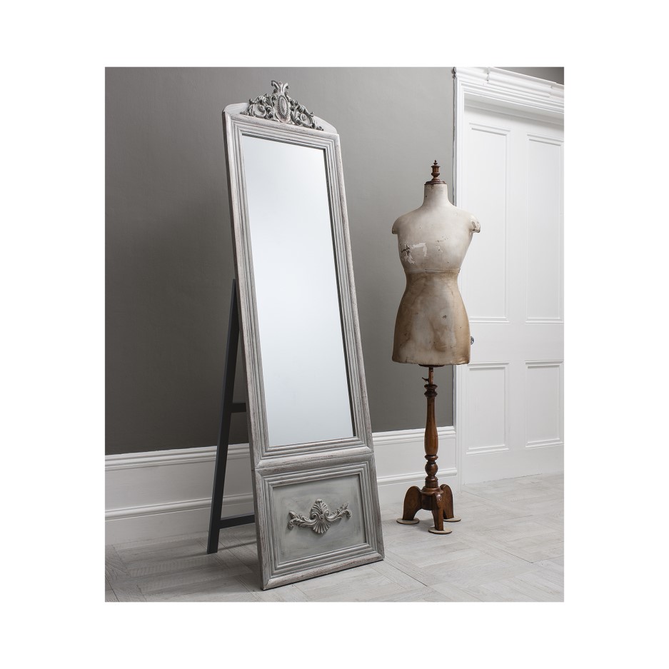 Silver Vintage Free standing Mirror Caspian House Furniture123