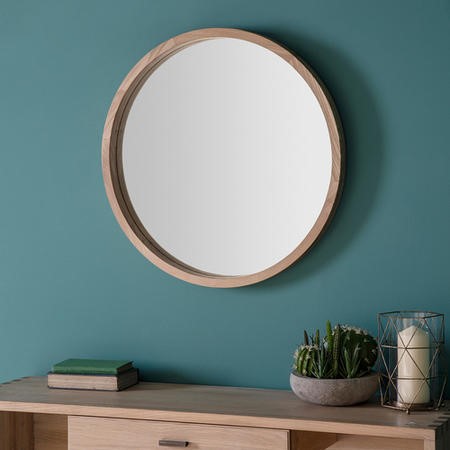Gallery Bowman Round Mirror With Wooden Frame Furniture123 Gallery Bowman Round Mirror With Wooden Frame View Larger Image