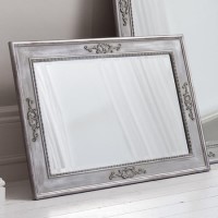 Grey Carved Rectangle Wall Hanging Mirror - Caspian House
