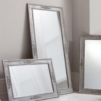 Ellesmere Carved Large Floor Standing Mirror in Grey - Caspian House