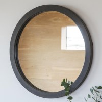 Small Round Wall Mirror in Grey