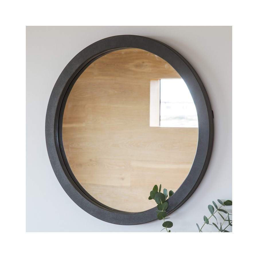 Small Round Wall Mirror in Grey