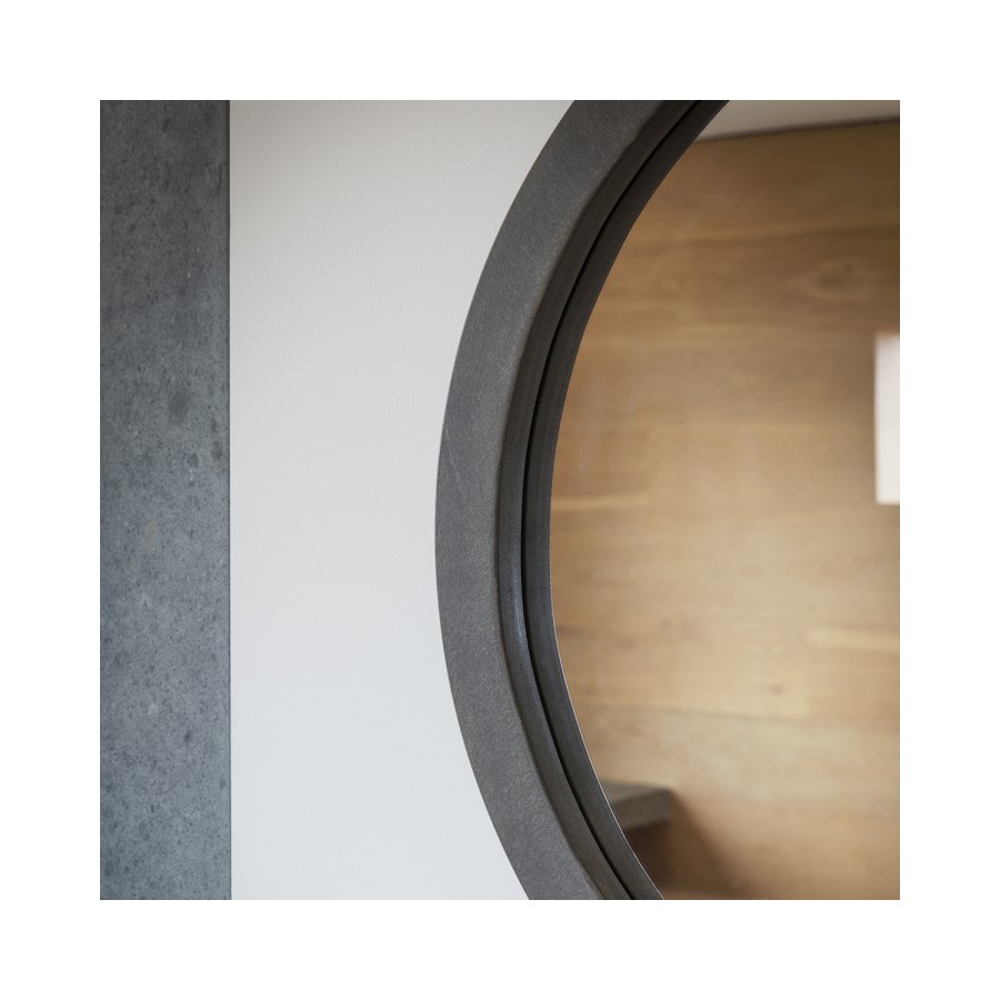 Small Round Wall Mirror in Grey