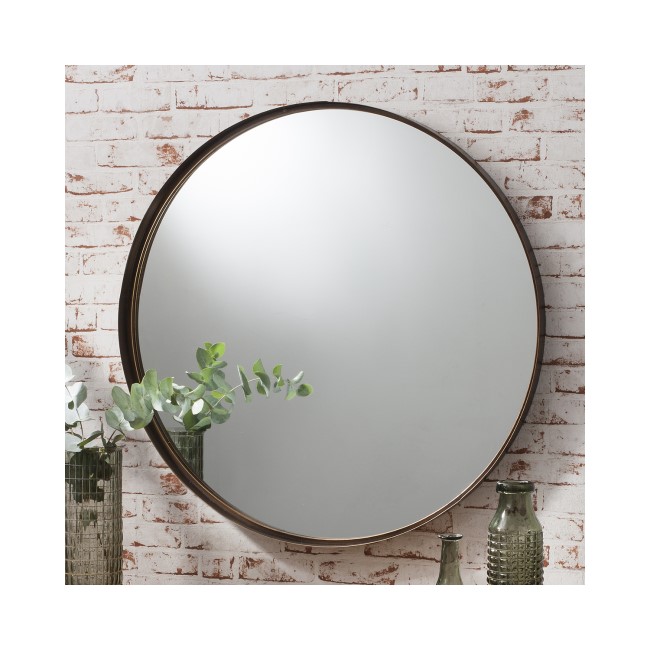 Round Wall Mirror with Bronze Frame - Caspian House