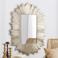 Herzfeld Rectangular Pale Gold Wall Hanging Mirror 