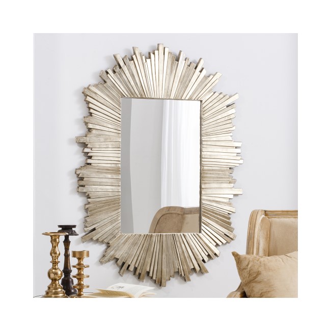 GRADE A1 - Herzfeld Rectangular Pale Gold Wall Hanging Mirror 