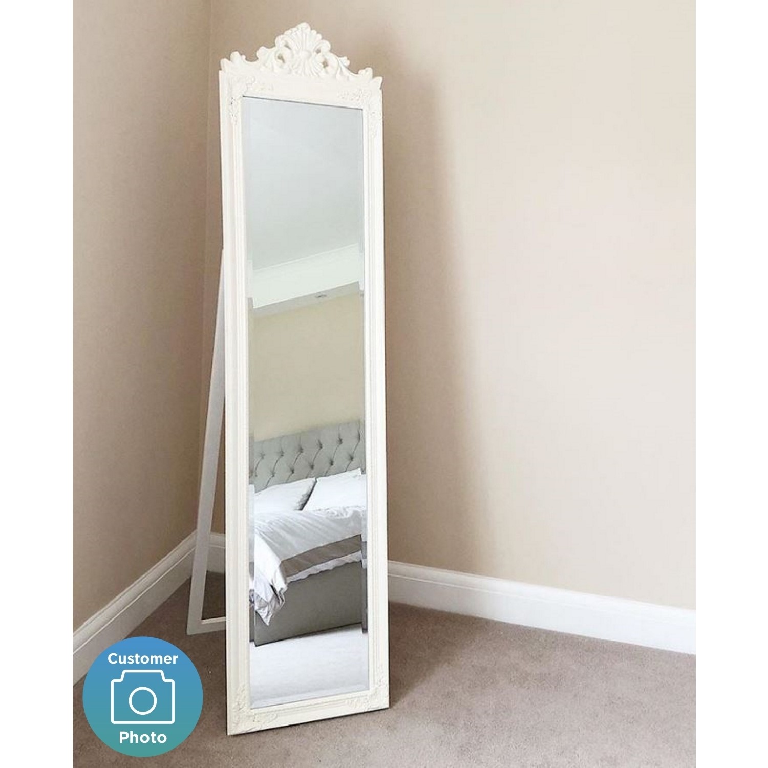 Wood Cheval Freestanding White Mirror Caspian House Furniture123