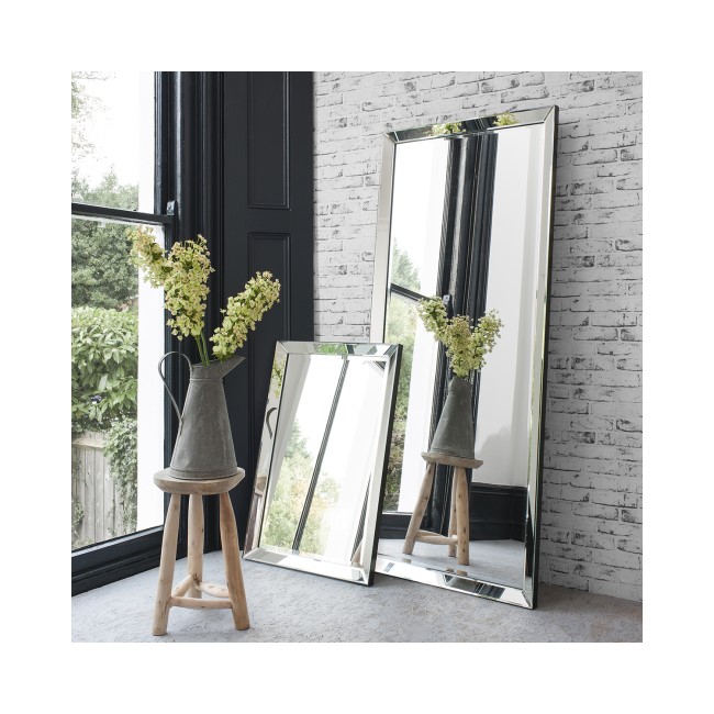 Rectangle Leaner Mirror with Mirrored Frame - Caspian House