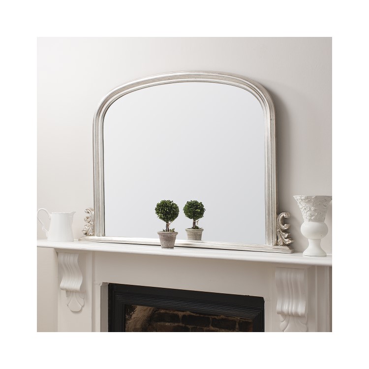 Silver Frame Overmantel Mirror 