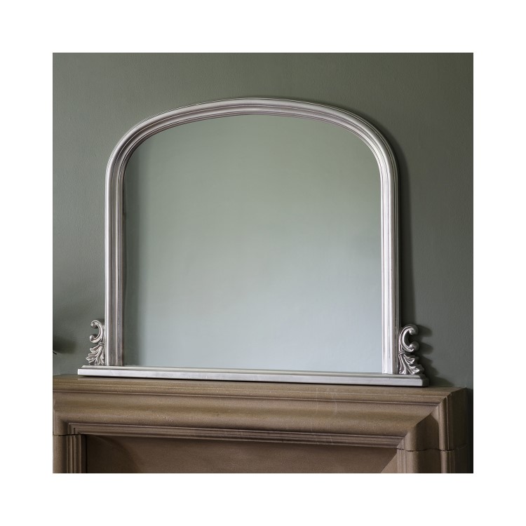 Silver Frame Overmantel Mirror 