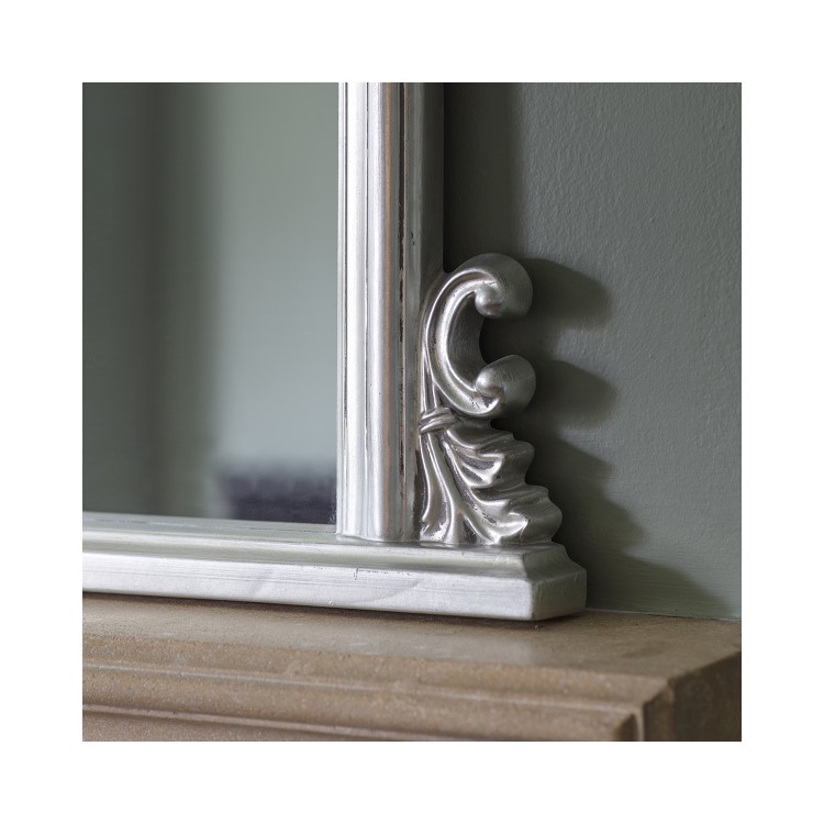 Silver Frame Overmantel Mirror 